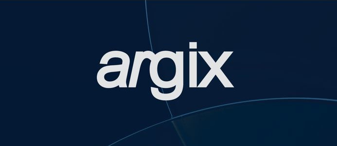 argix hero background with curves and white text